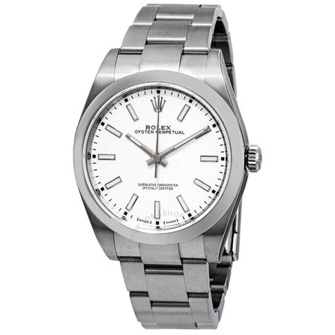 rolex oyster perpetual automatic white dial mens watch 114300wso|Rolex Oyster Perpetual white dial.